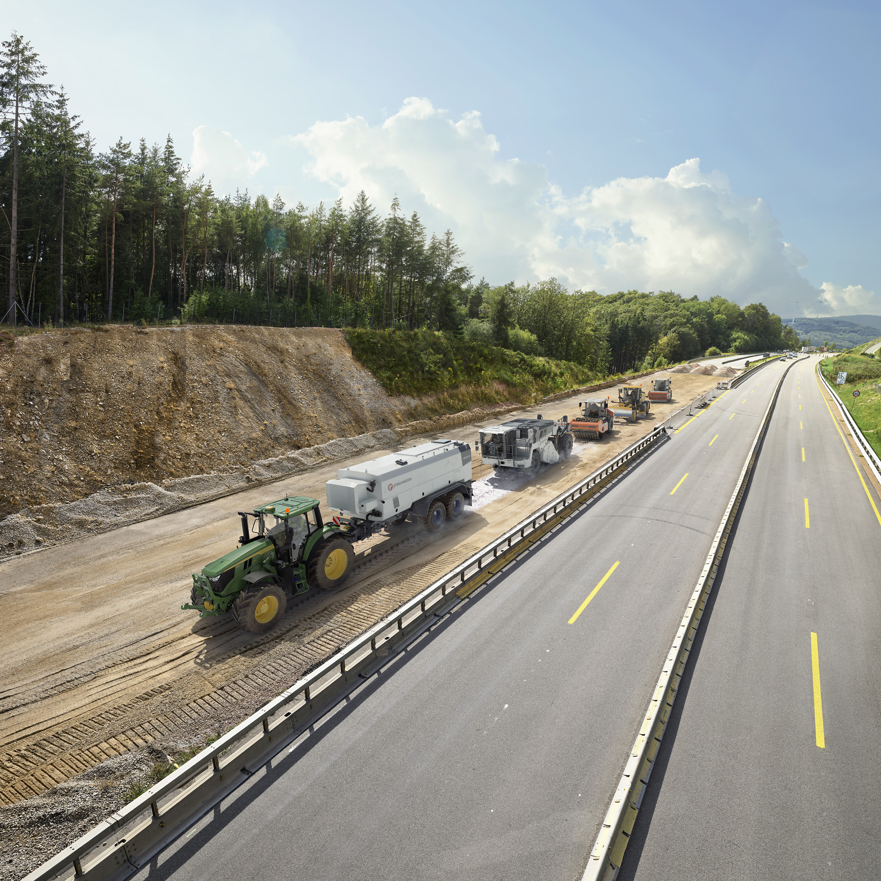 Straßenbau Bindemittelstreuer, Bodenstabilisierung