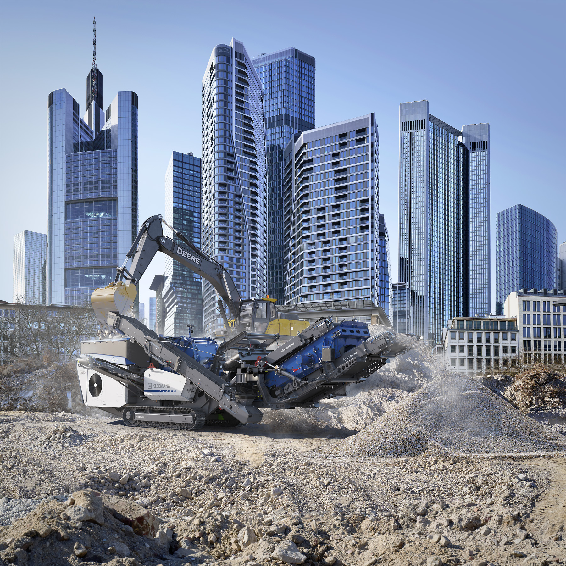 Bagger und Brecher, eine 3D Visualisierung und Bildmontage