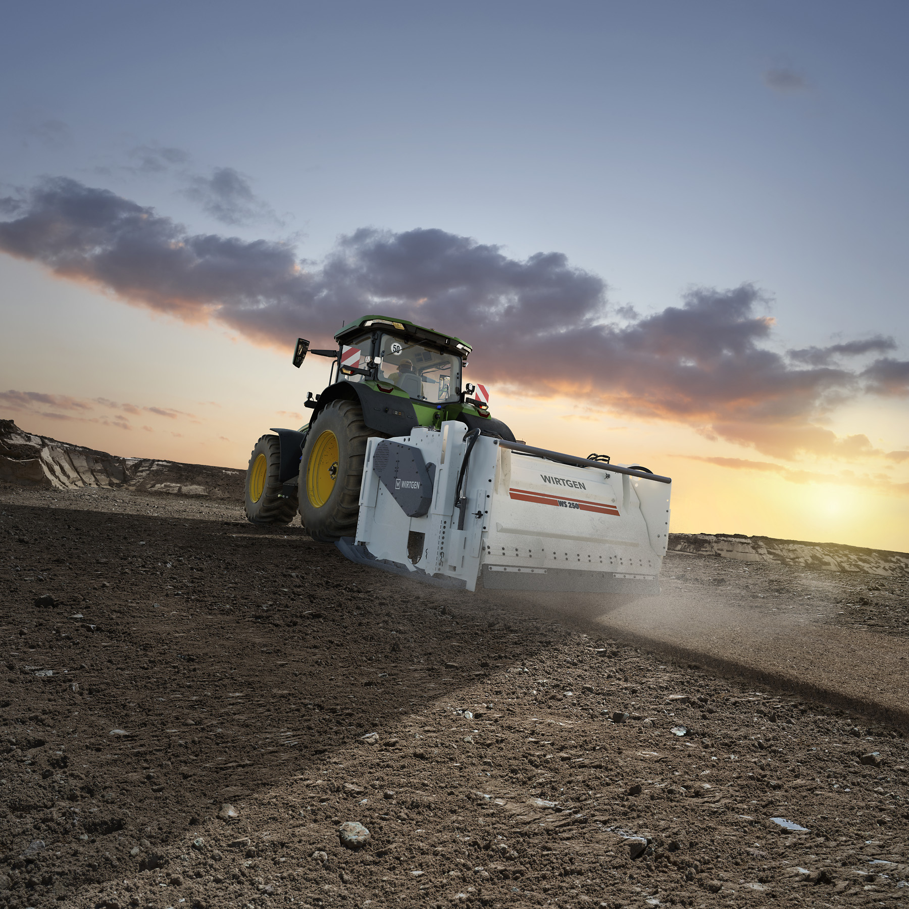 Landwirtschaftsmaschine mit Anbaustabilisierer Bodenverfestigung 3D Visualisierung